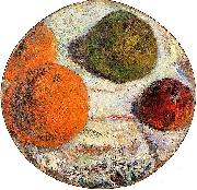 Paul Gauguin Tambourin decore des fruits oil on canvas